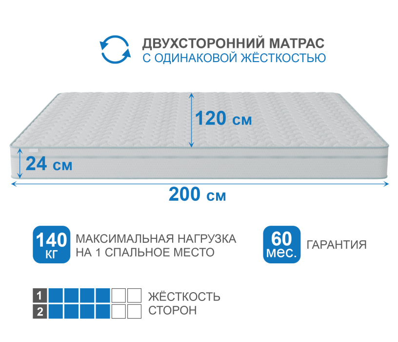 Другие размеры, Матрас Премиум-Ориент в чехле Cooler 1200х2000